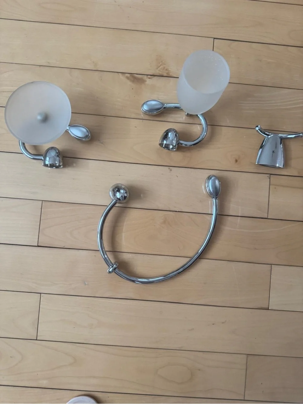 Chrome Bathroom Accessory Set with Frosted Glass - Silver Finish